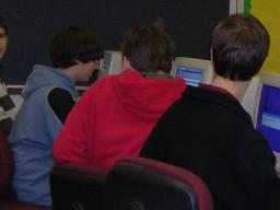 Students with heads turned.