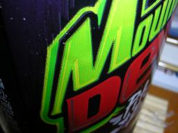 Close up of a soda can.